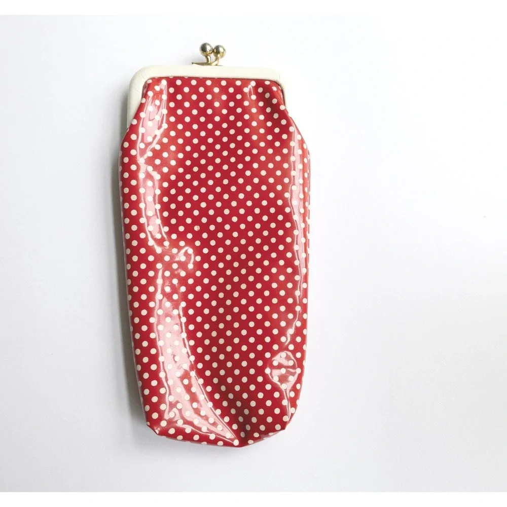 Vintage Red And White Polka Dot Vinyl Case For Eyeglasses, Cigarettes, Or Change